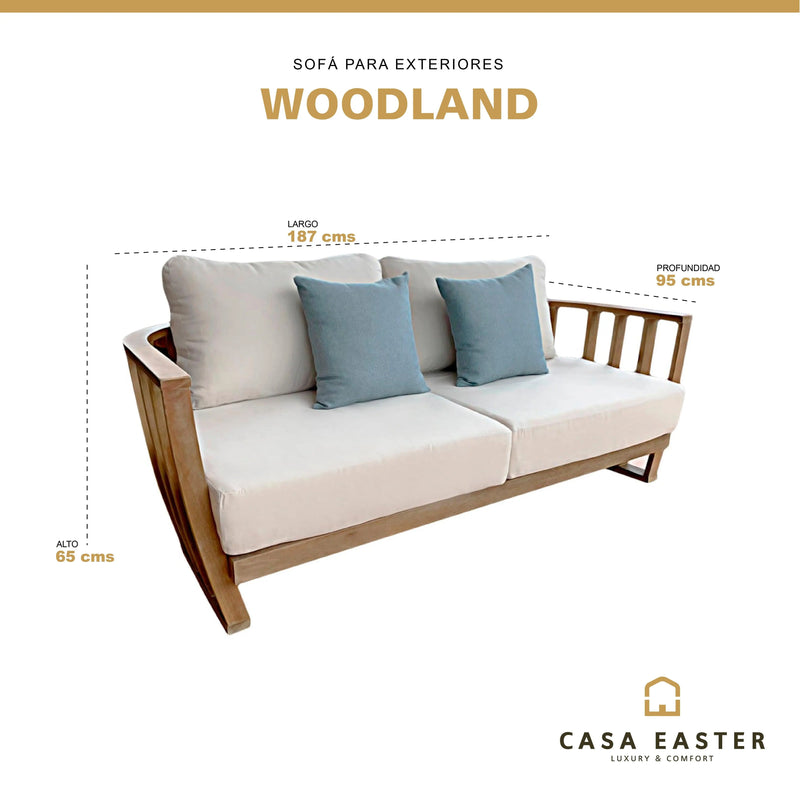 Cargue la imagen en el visor de la galería, Sillon De Madera Teca Para Interior Color Blanco WOODLAND DOBLE- HUC25691