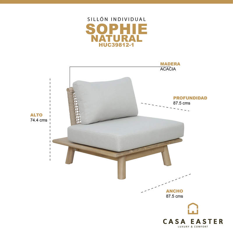 Cargue la imagen en el visor de la galería, Sillón Individual de Madera SOPHIE - HUC39812-1 CasaEaster