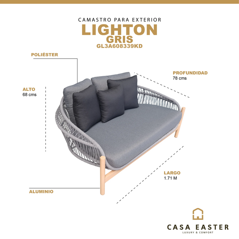 Cargue la imagen en el visor de la galería, Sillon Lounge bed Gris Lighton - GL3A608339KD CasaEaster