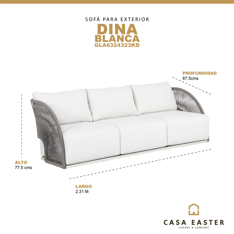 Cargue la imagen en el visor de la galería, Sillon Triple Lounge Dina Color Blanco GLA6324323KD CasaEaster