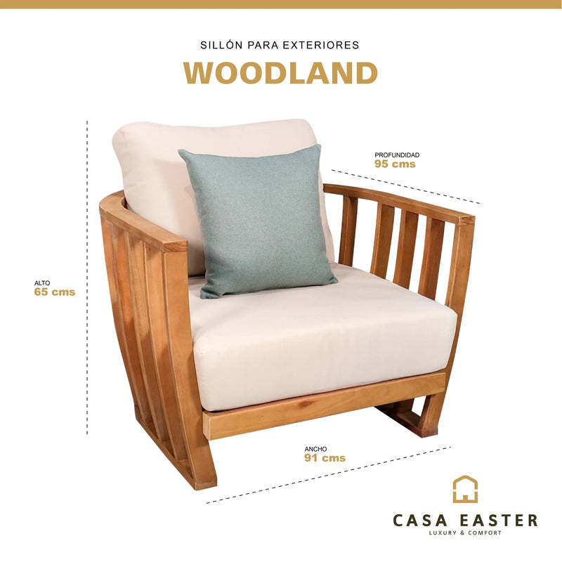 Cargue la imagen en el visor de la galería, Sillon de Madera Teca Para interior Color Blanco WOODLAND INDIVIDUAL-HUC25692-1