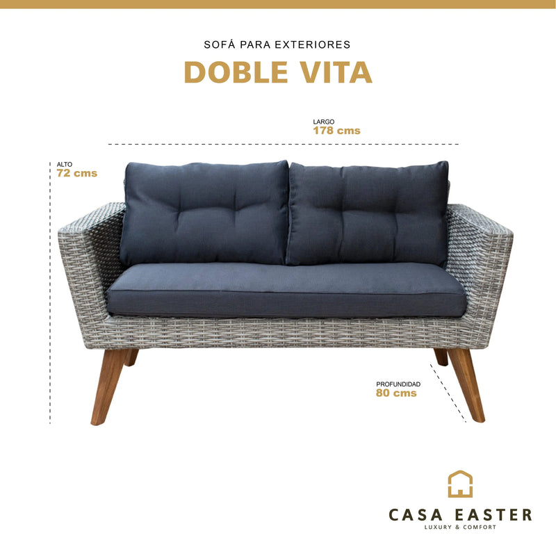 Cargue la imagen en el visor de la galería, Sofa de Ratan para Terraza o Jardin VITA DOBLE -VTADO