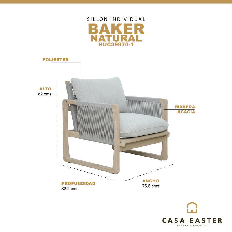 Cargue la imagen en el visor de la galería, Sillon individual Baker Gris Claro - HUC39870-1 CasaEaster