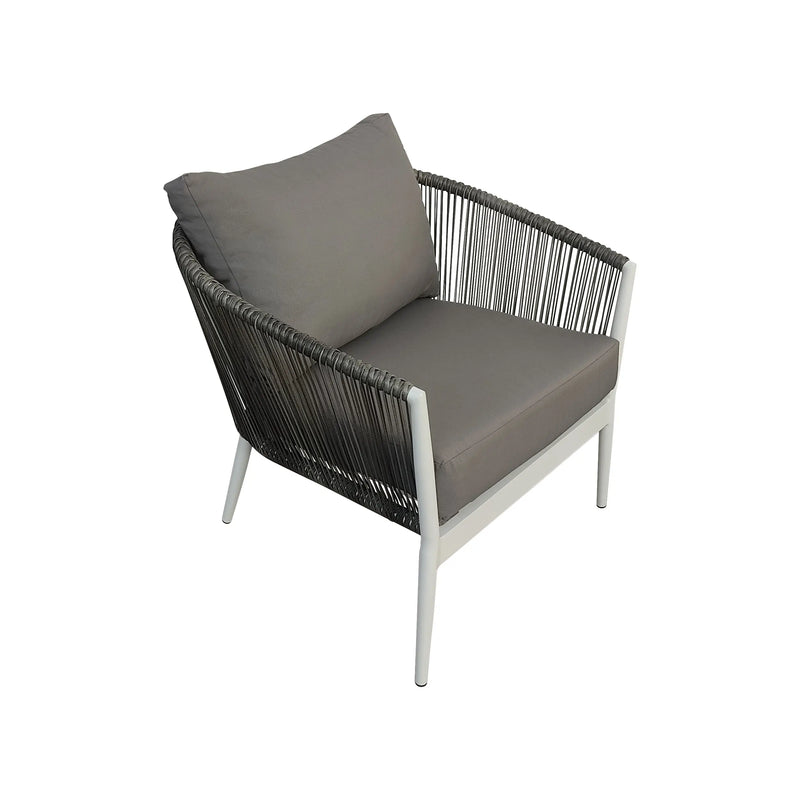 Cargue la imagen en el visor de la galería, Sillón individual entretejido de aluminio Makness M38-Gris QM11293 CasaEaster