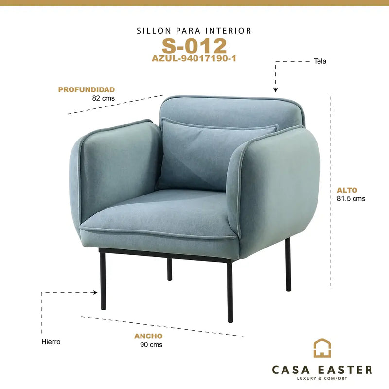 Cargue la imagen en el visor de la galería, Sillon para Interior Color Azul S-012-94017190-1. CasaEaster