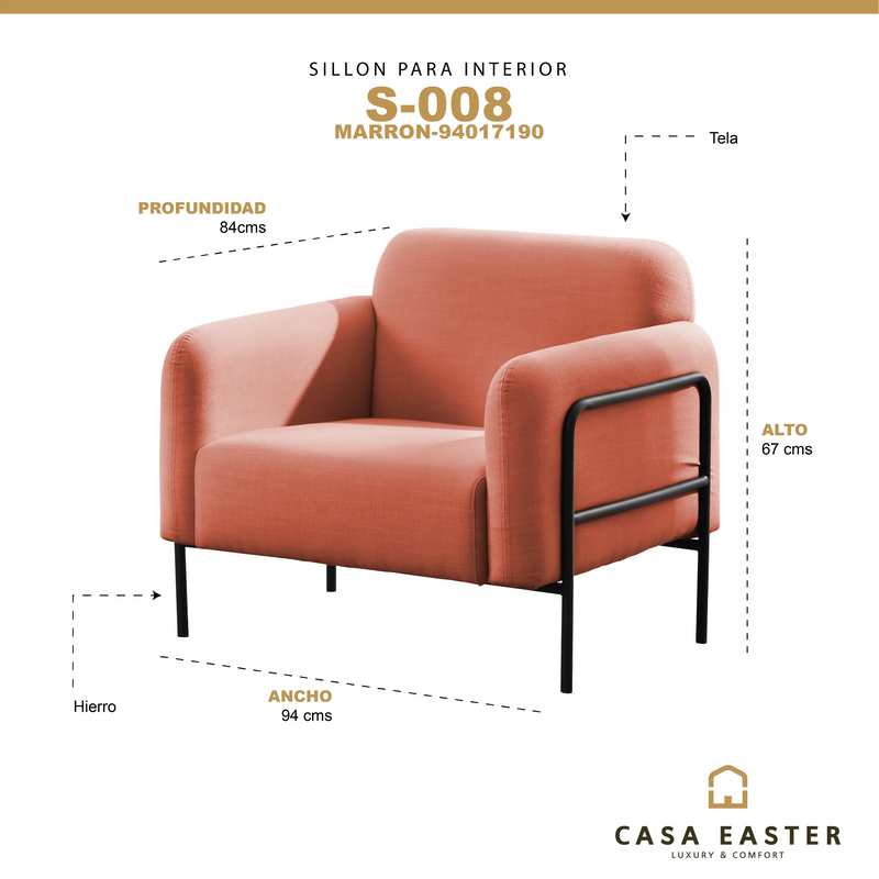 Cargue la imagen en el visor de la galería, Sillon para Interior Color Marron S-008-94017190 CasaEaster