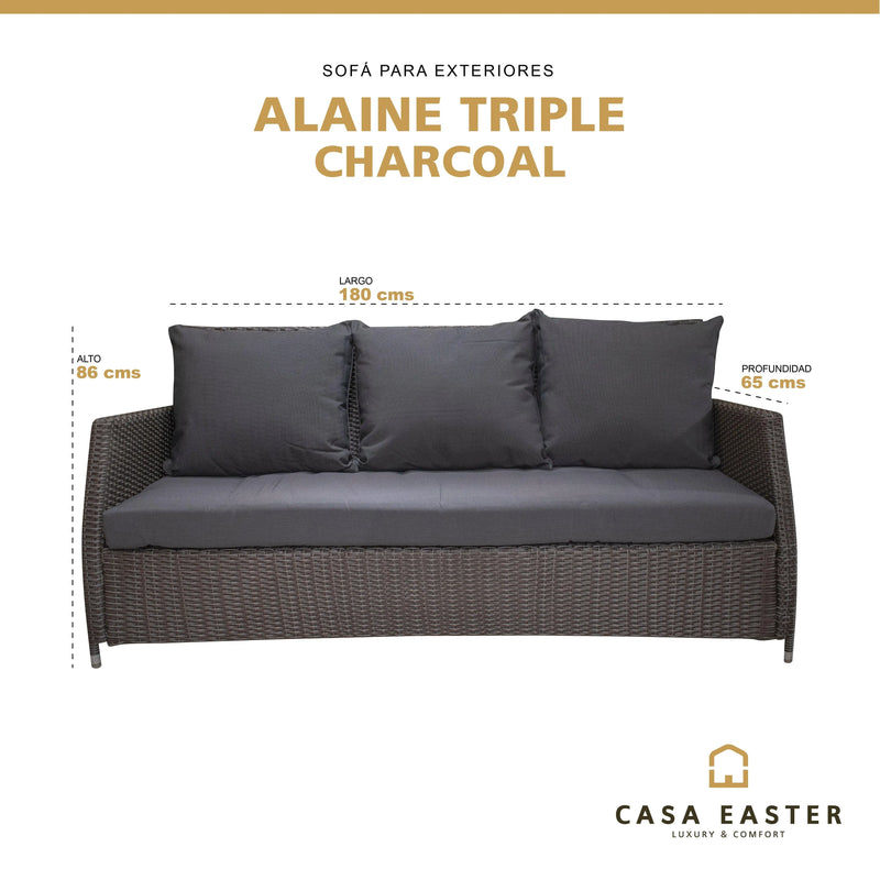 Cargue la imagen en el visor de la galería, Sillon para Terraza o Jardin Color Carbon ALAINE TRIPLE-1298 CasaEaster
