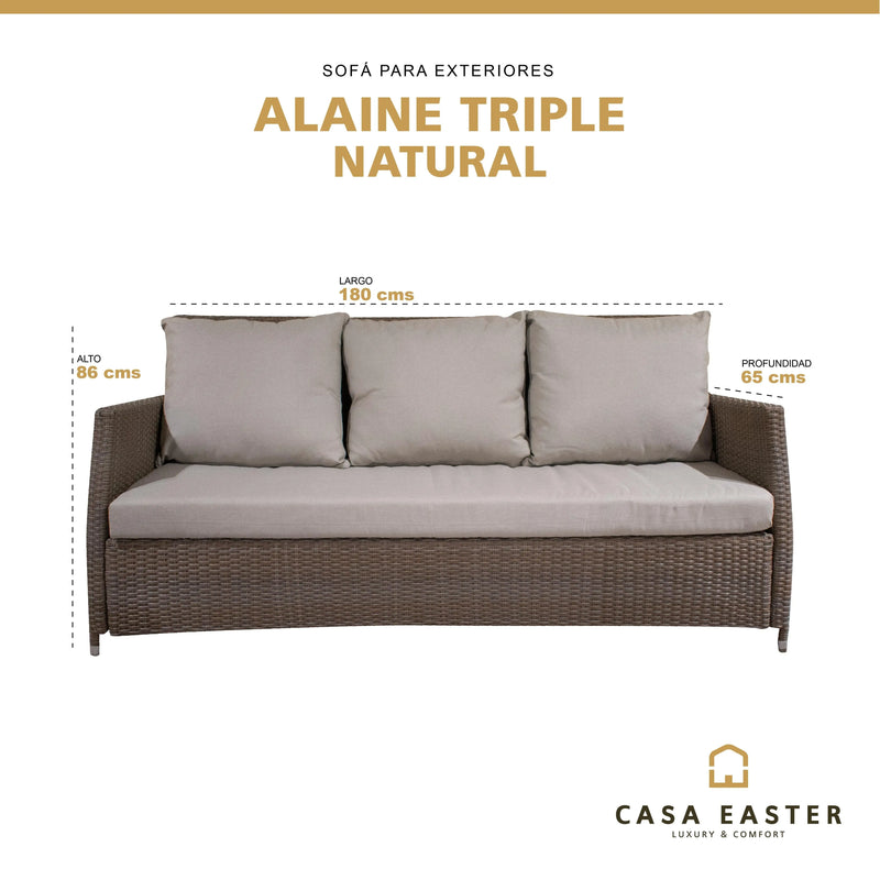 Cargue la imagen en el visor de la galería, Sillon para Terraza o Jardin Color Natural ALAINE TRIPLE -12986 CasaEaster
