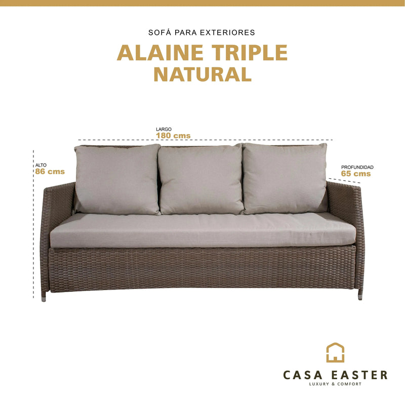 Cargue la imagen en el visor de la galería, Sillon para Terraza o Jardin Color Natural ALAINE TRIPLE -12986 CasaEaster