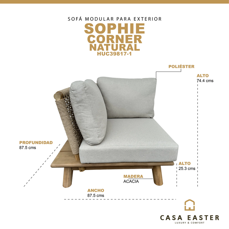 Cargue la imagen en el visor de la galería, Sofá Modular de madera SOPHIE CORNER - HUC39817-1 CasaEaster