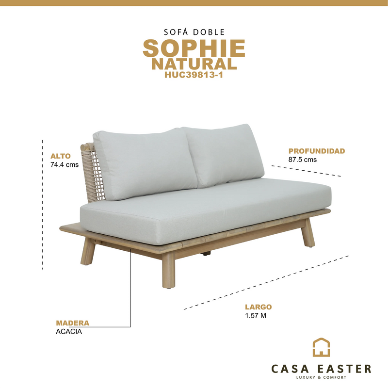 Cargue la imagen en el visor de la galería, Sofá de Madera SOPHIE DOBLE - HUC39813-1 CasaEaster