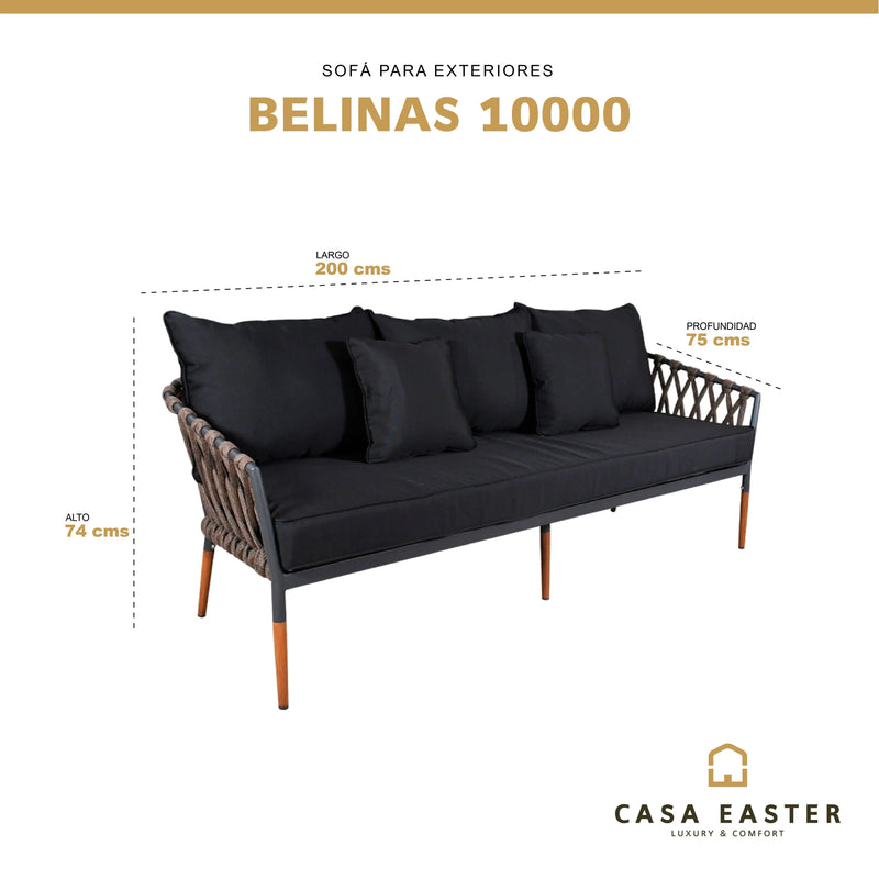 Cargue la imagen en el visor de la galería, Sofa para Terraza o Jardin Color Carbon con Cafe BELINAS TRIPLE-10000 - 10-3
