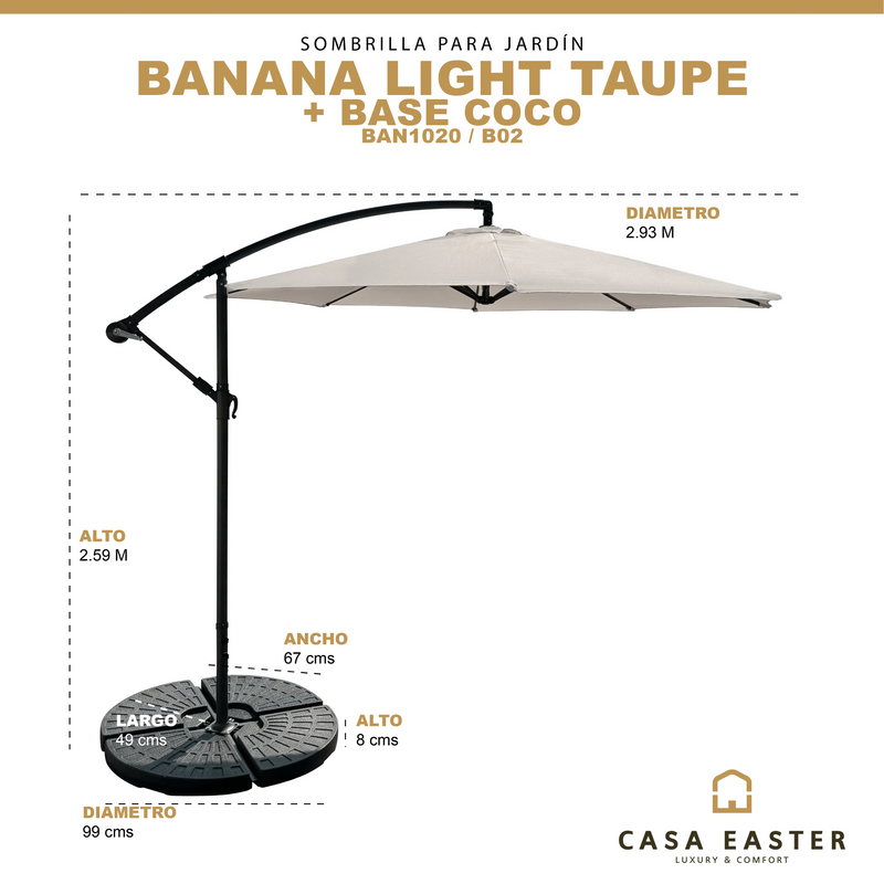 Cargue la imagen en el visor de la galería, Sombrilla Banana Color Taupe + base coco CasaEaster