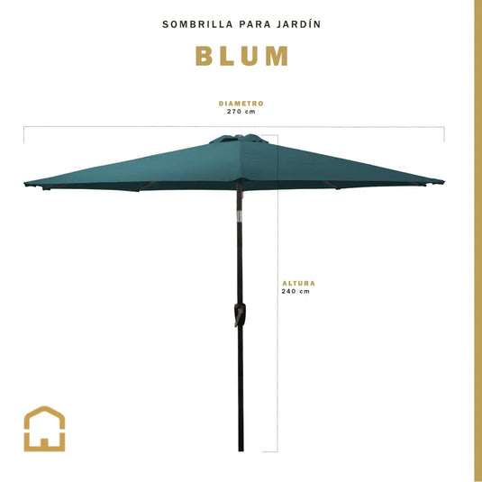 Sombrilla Blum Para Jardin con Angulo de Inclinación Color Verde -S-verde