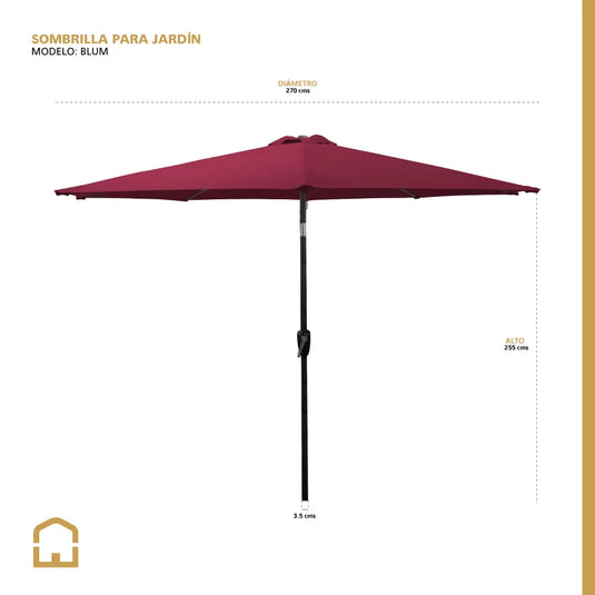 Sombrilla Blum Para Jardin con angulo de Inclinación Color Vino -Blum2