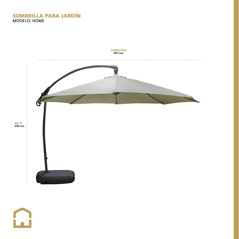 Cargue la imagen en el visor de la galería, Sombrilla Home Para Jardin Brazo Lateral Color Beige + Base-UMN06B-UMN062