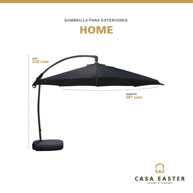 Cargue la imagen en el visor de la galería, Sombrilla Home Para Jardin Brazo Lateral Color Negra+ Base-UM21-UMN062