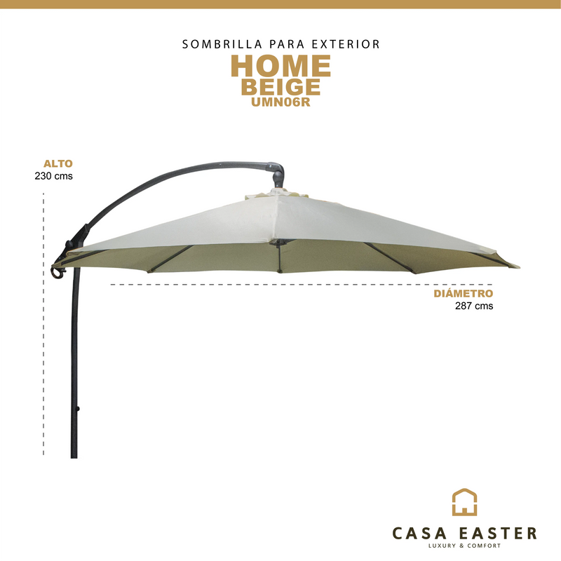 Cargue la imagen en el visor de la galería, Sombrilla Lateral para Exterior o Interior Color Beige HOME-UMN06BE CasaEaster
