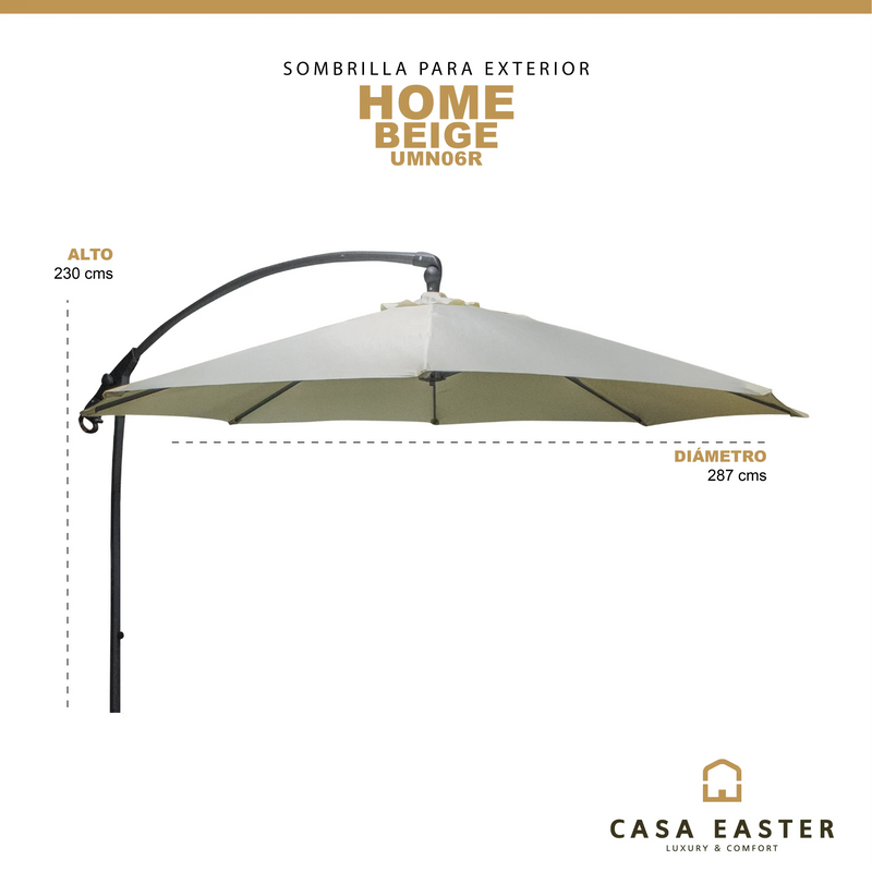 Cargue la imagen en el visor de la galería, Sombrilla Lateral para Exterior o Interior Color Beige HOME-UMN06B