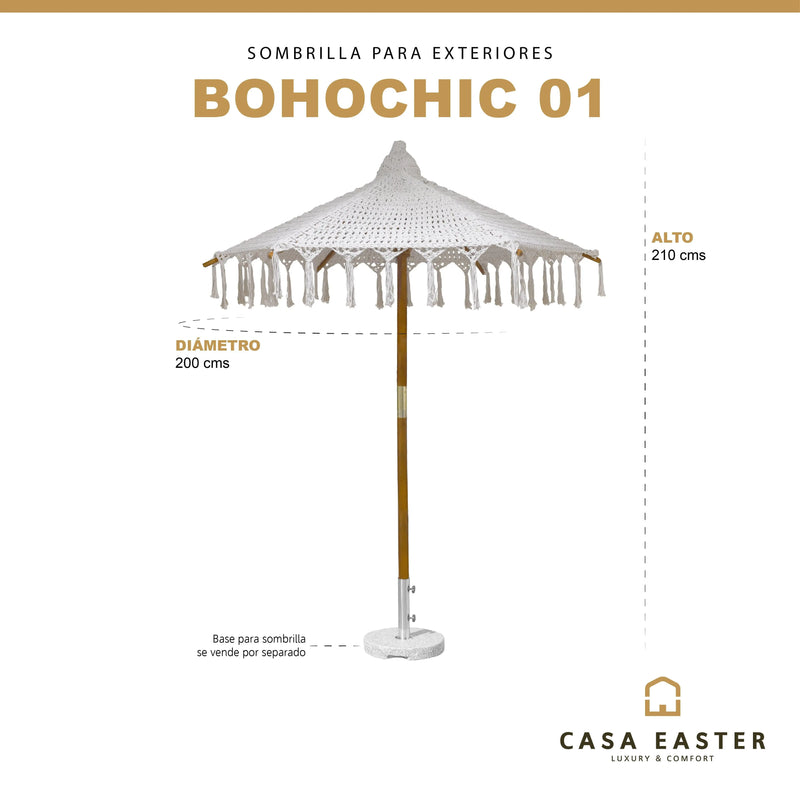 Cargue la imagen en el visor de la galería, Sombrilla para Exterior e Interior Color Blanca BOHOCHIC 01 -60618C