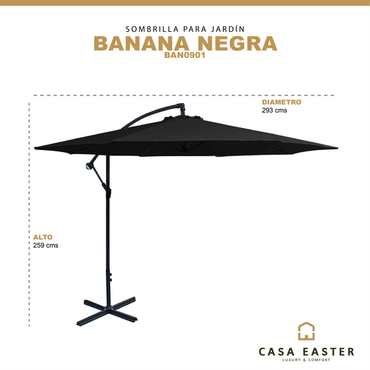 Sombrilla para Exterior o Interior Color Negro -BANANA-BAN0901 CasaEaster