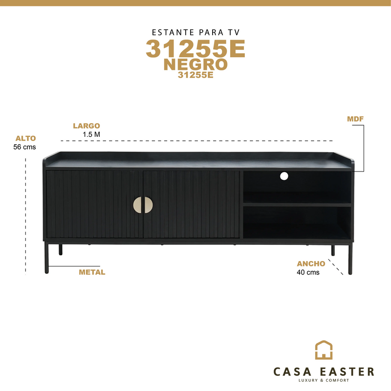 Cargue la imagen en el visor de la galería, Stand de TV 31255E Color Negro - 31255E CasaEaster