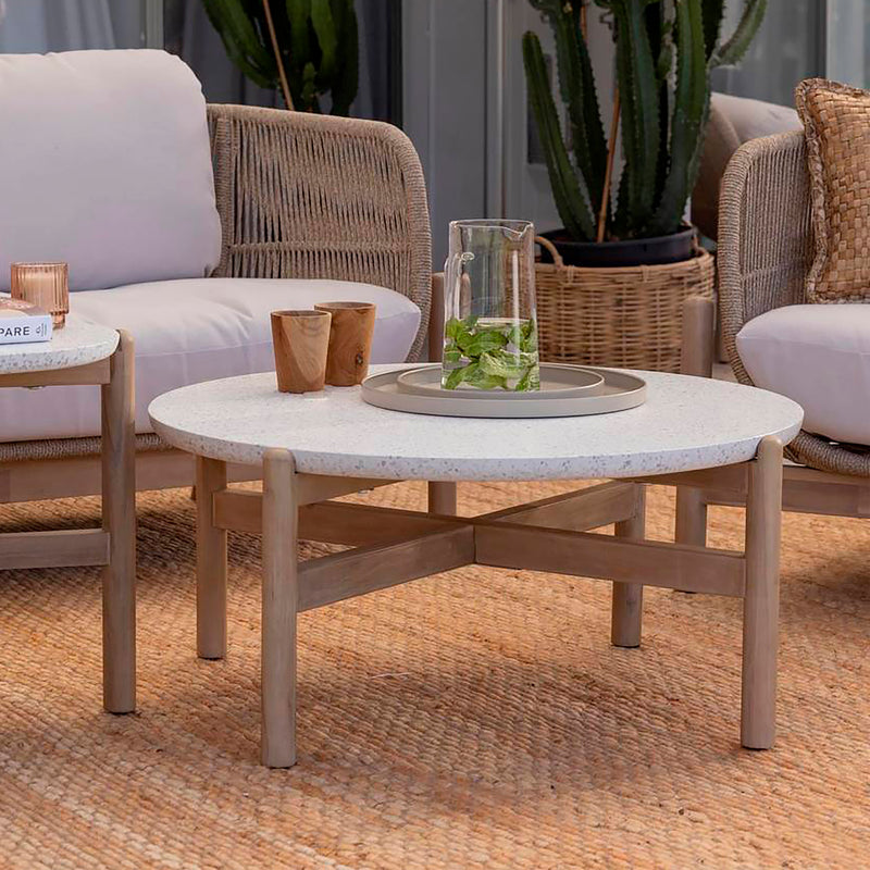 Cargue la imagen en el visor de la galería, Sala para Exterior e Interior de Madera Acacia Color Blanco TALARA DOBLE-SDMPETD
