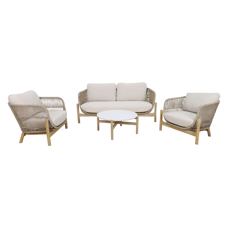 Cargue la imagen en el visor de la galería, Sala para Exterior e Interior de Madera Acacia Color Blanco TALARA DOBLE-SDMPETD