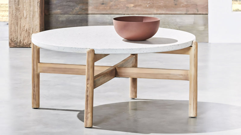 Cargue la imagen en el visor de la galería, Mesa De Centro Circular de Madera Acacia Color Blanco TALARA D. 80cms - HUC28202