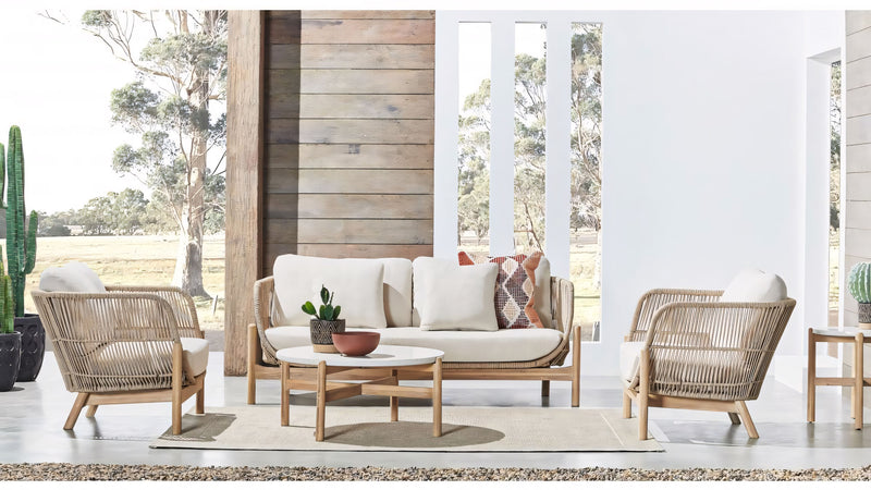 Cargue la imagen en el visor de la galería, Sala para Exterior e Interior de Madera Acacia Color Blanco TALARA DOBLE-SDMPETD