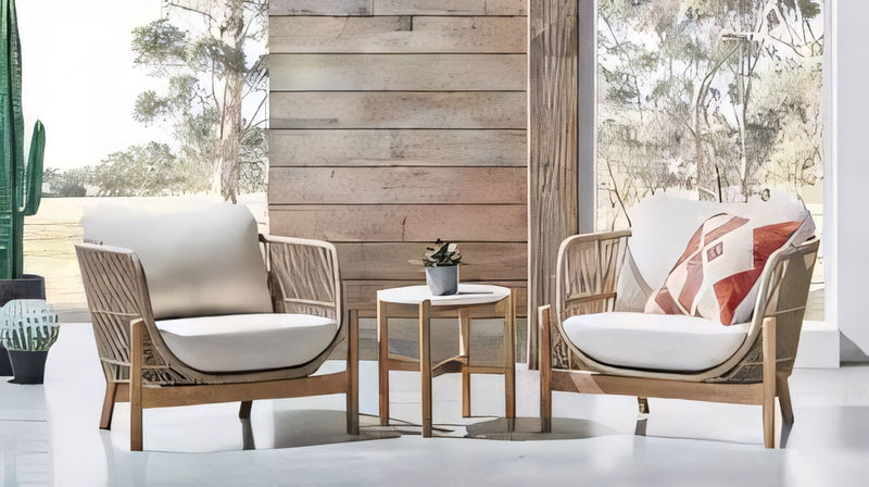 Cargue la imagen en el visor de la galería, Set para Exterior e Interior de Madera Acacia Color Blanco TALARA BISTRO-6216869180