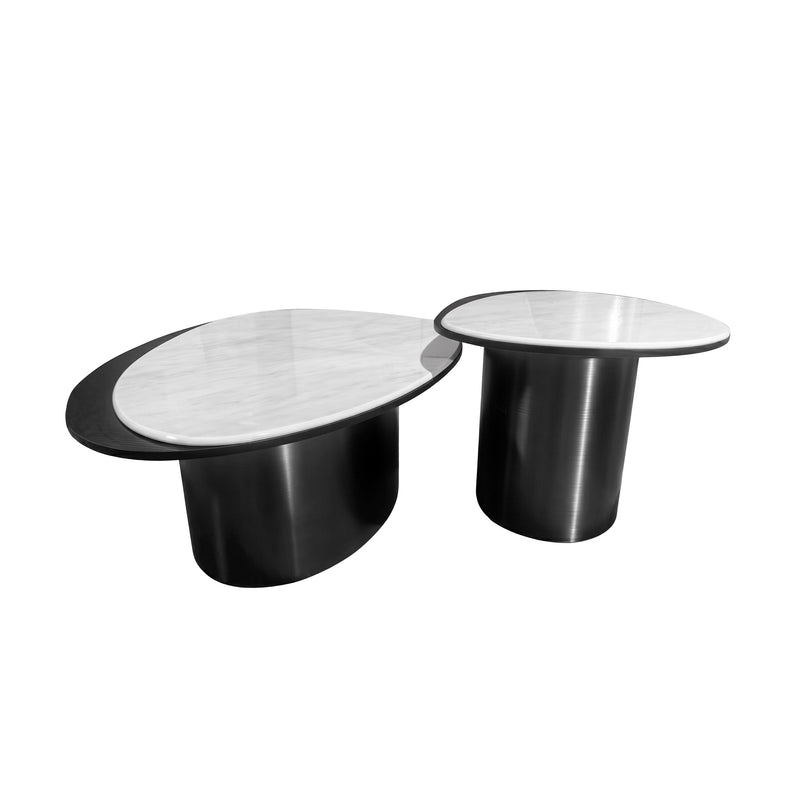Load image into Gallery viewer, Mesa de centro TAO B05 1.1M/ 86 cm 2 pz color blanco & negro - TAO-B05