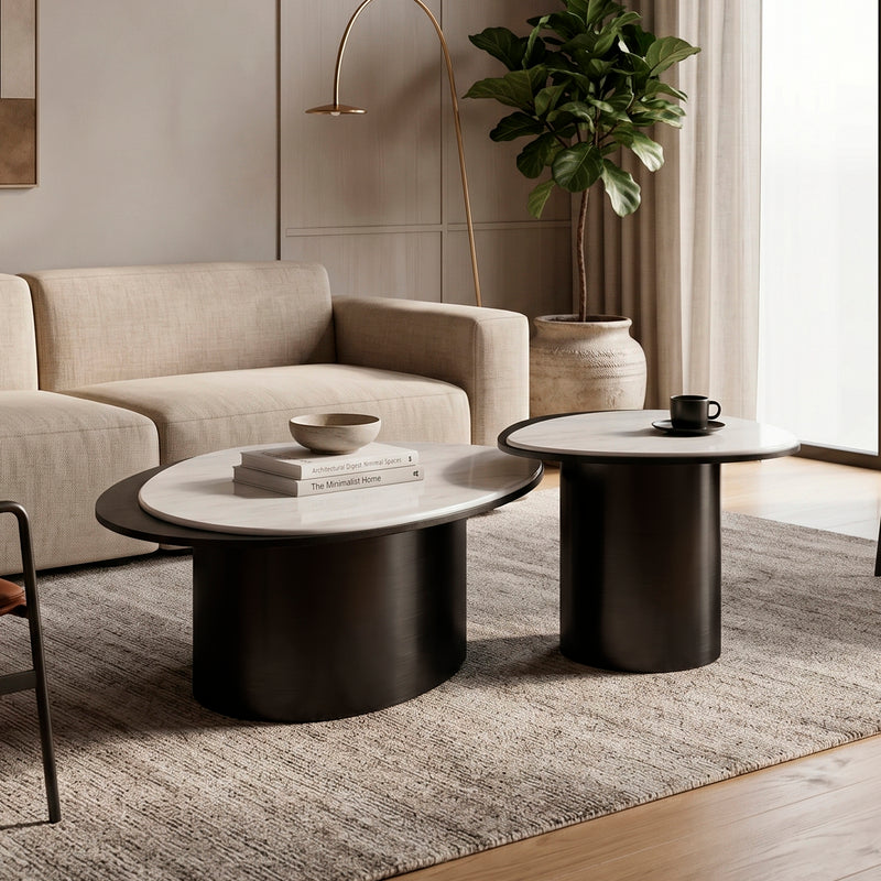 Load image into Gallery viewer, Mesa de centro TAO B05 1.1M/ 86 cm 2 pz color blanco & negro - TAO-B05