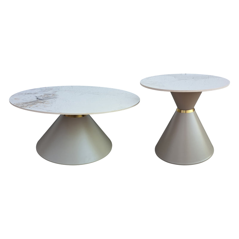 Cargue la imagen en el visor de la galería, Mesas de centro de Interior set Duo Thore 80 cms / 50 cms color Champagne - 80088