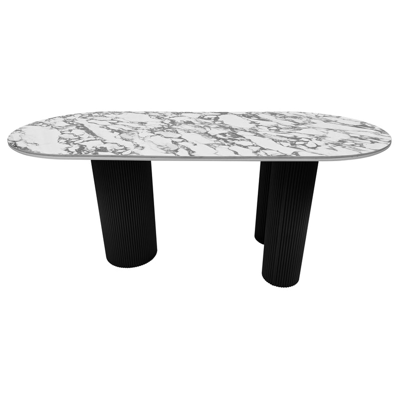 Cargue la imagen en el visor de la galería, Mesa de Comedor 1.8 M color Blanco/ negro marmoleada Tropicalito - WB0118-WH-BL