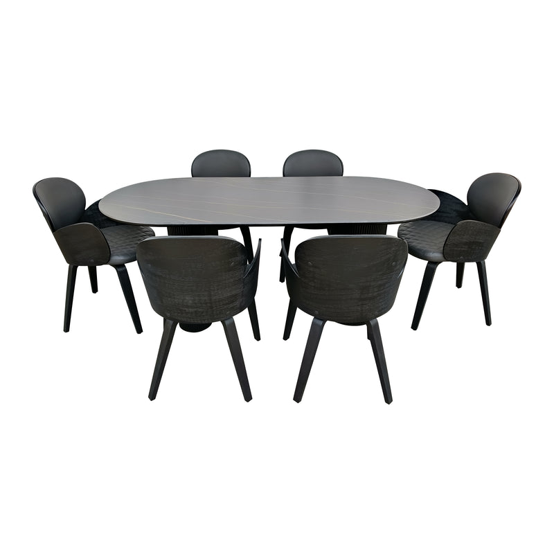 Cargue la imagen en el visor de la galería, Comedor Tropicalito negro 1.8 M + 6 sillas JY6165XM2