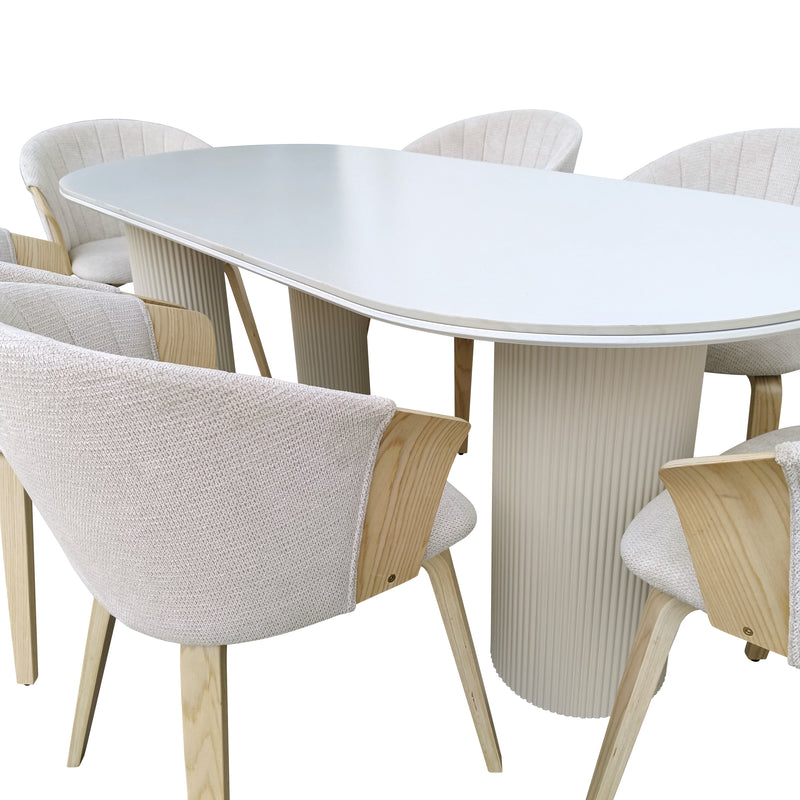Cargue la imagen en el visor de la galería, Comedor Tropicalito color beige 1.8 M + 6 sillas Aragon JY6181XM2-BE