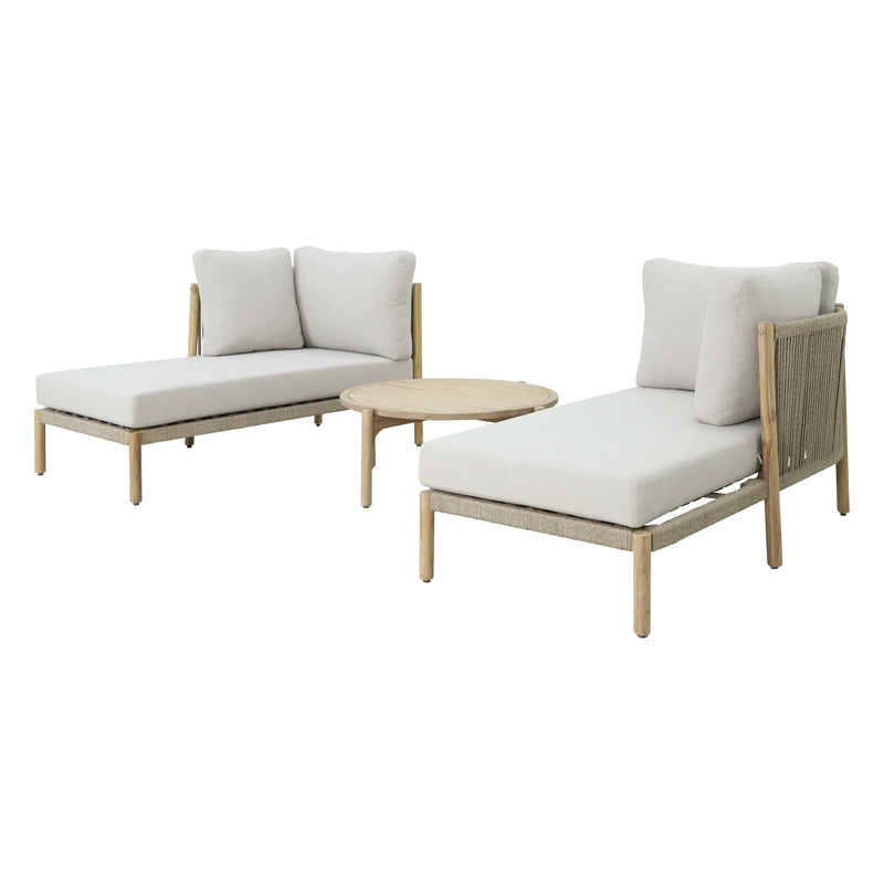 Cargue la imagen en el visor de la galería, Set doble Tyson Chaise de madera color natural - HUC40536-DBL