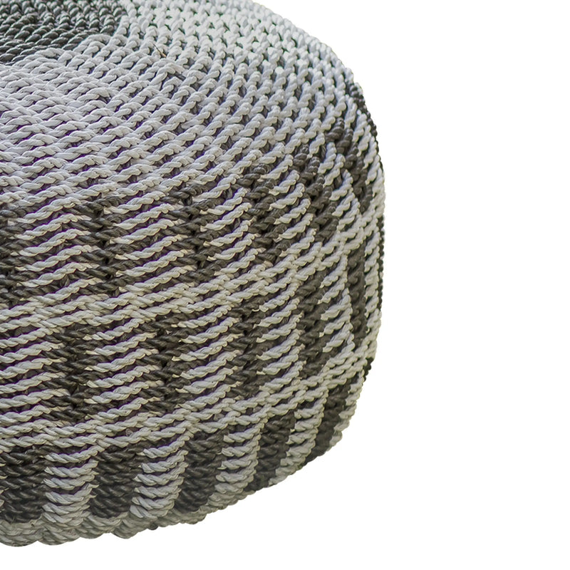 Cargue la imagen en el visor de la galería, Taburete Tejido de Decoiracion Interior & Exterior Tulum Blanco&Negro -900452