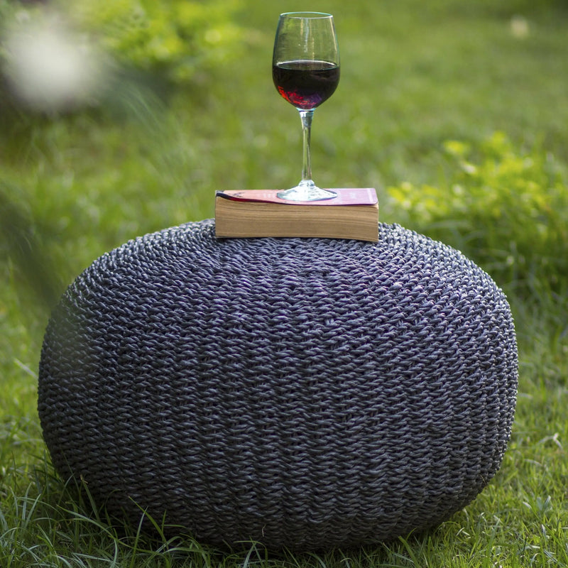 Cargue la imagen en el visor de la galería, Taburete Tejido de Decoiracion Interior & Exterior Tulum Gris -900448