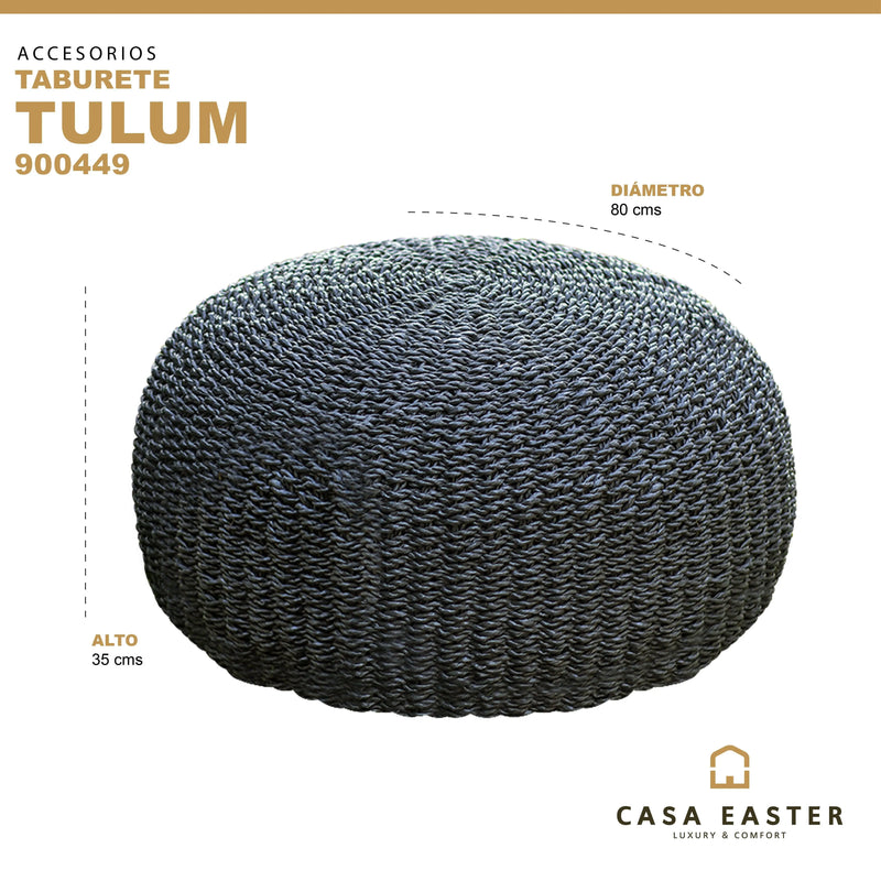 Cargue la imagen en el visor de la galería, Taburete Tejido de Decoiracion Interior & Exterior Tulum Gris -900449