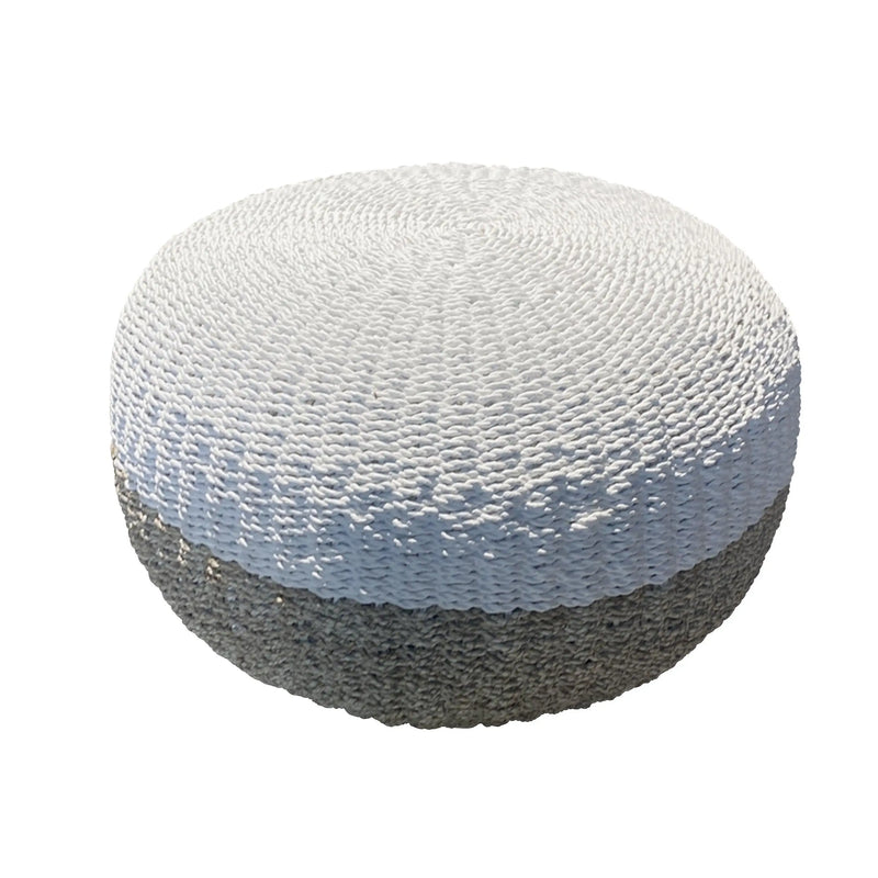 Cargue la imagen en el visor de la galería, Taburete Tejido de Decoiracion Interior & Exterior Tulum Natural&Blanco -900450