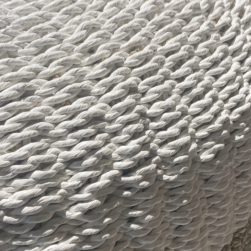 Cargue la imagen en el visor de la galería, Taburete Tejido de Decoiracion Interior & Exterior Tulum Natural&Blanco -900451