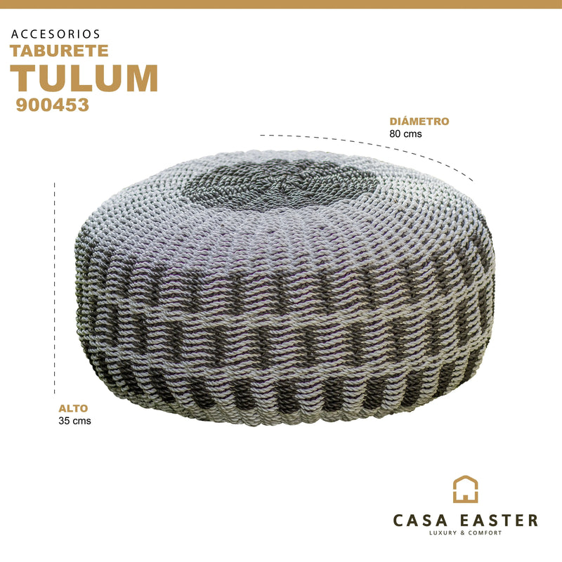 Cargue la imagen en el visor de la galería, Taburete Tejido de Decoiracion Interior & Exterior Tulum Negro -900453