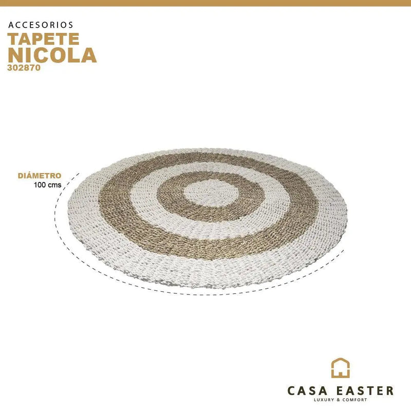 Cargue la imagen en el visor de la galería, Tapete Nicola Decorativo Tejido Círculos Color Blanco -302870