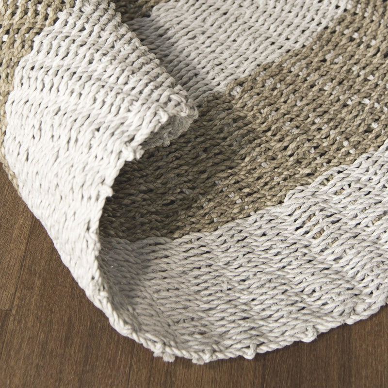 Cargue la imagen en el visor de la galería, Tapete Nicola Decorativo Tejido Círculos Color Blanco -302870