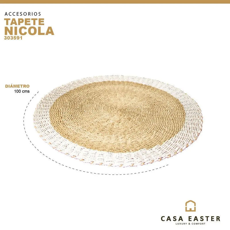 Cargue la imagen en el visor de la galería, Tapete Nicola Decorativo Tejido Color Blanco & Natural -303591