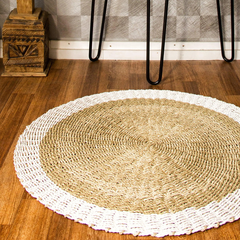 Cargue la imagen en el visor de la galería, Tapete Nicola Decorativo Tejido Color Blanco & Natural -303591