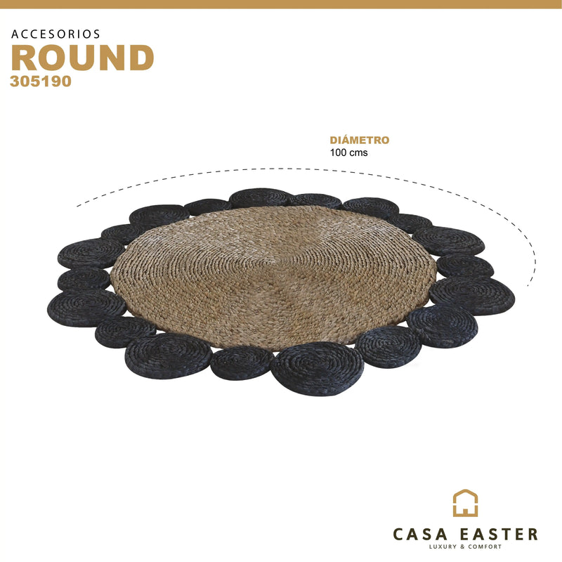 Cargue la imagen en el visor de la galería, Tapete Rumbai Decorativo Tejido Color Natural&Negra -305190