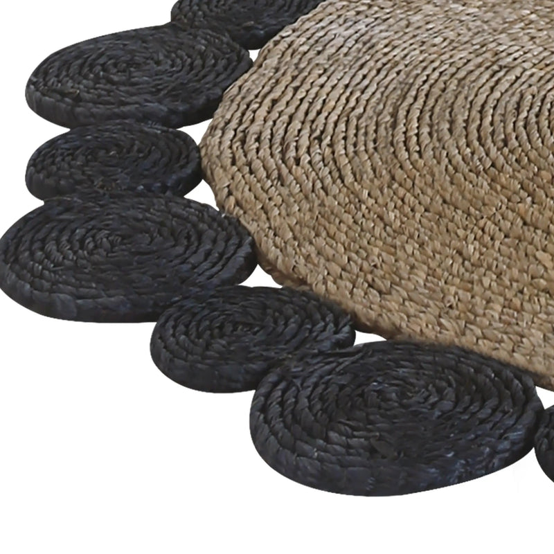 Cargue la imagen en el visor de la galería, Tapete Rumbai Decorativo Tejido Color Natural&Negra -305190